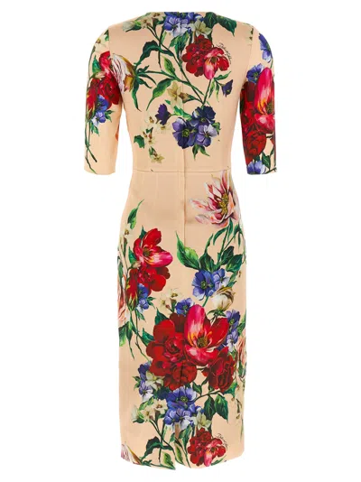 Dolce & Gabbana Women Satin Dress With Iconic Floral Print