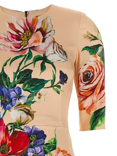 Dolce & Gabbana Women Satin Dress With Iconic Floral Print