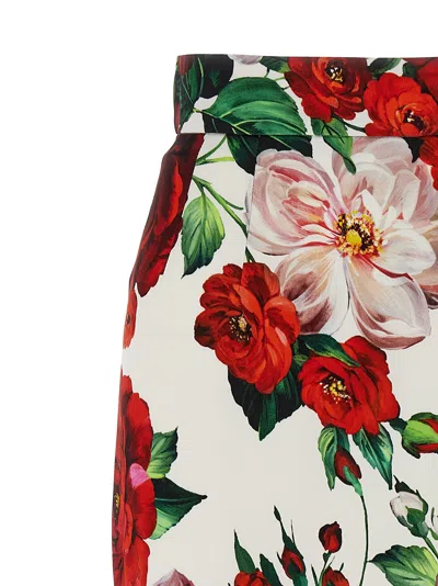 Dolce & Gabbana Floral Longuette Skirt Skirts White