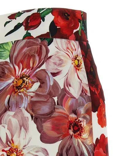 Dolce & Gabbana Floral Longuette Skirt Skirts White
