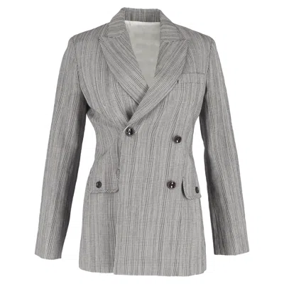 JOSEPH JOSEPH HOUNDSTOOTH DOUBLE-BREASTED BLAZER IN GREY WOOL 