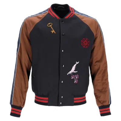 Lanvin Patched Varsity Jacket In Multicolor Wool In Multi
