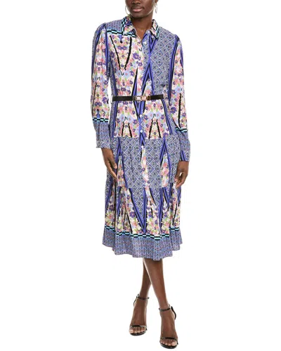 Gracia A-line Buckle Belt Midi Dress In Purple