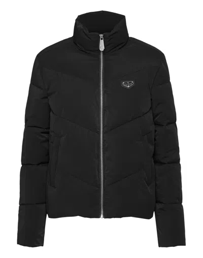 Philipp Plein Nylon Puffer Jacket In Black