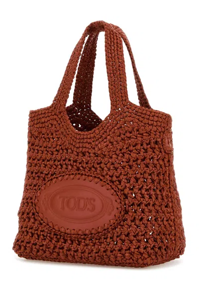 Tod's Borsa A Mano Piccola In Rafia Mattone Donna