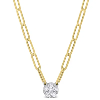 Mimi & Max 1/2ct Tdw Diamond Cluster Necklace 14k Yellow Gold In Multi