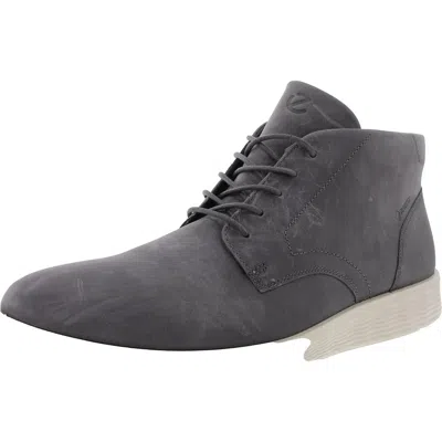 Ecco Mens Cushioned Footbed Leather Oxfords In Grey