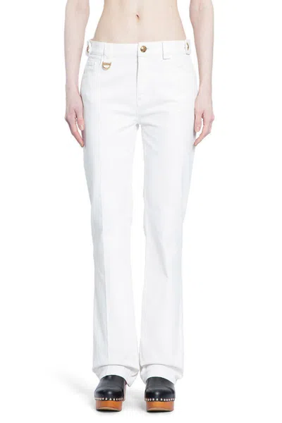 Chloé Bovine And Polyester Blend Trousers In White