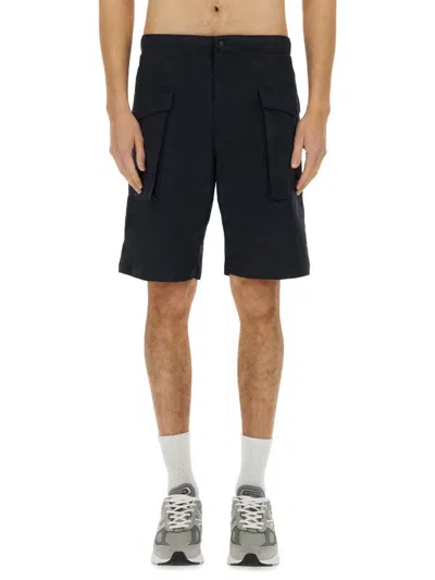 Aspesi Bermuda Shorts With Elastic Waistband And Pockets In Blue