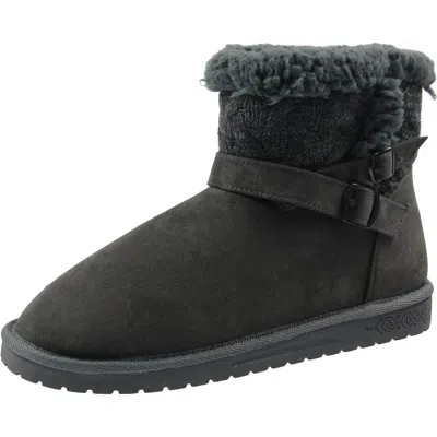 Muk Luks Alyx Womens Faux Fur Lined Faux Suede Winter & Snow Boots In Grey