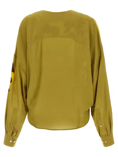 Dries Van Noten Camiel Leopard Orchid Print Faux Wrap Top