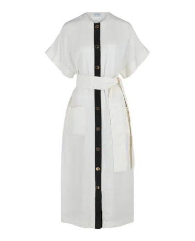 Ferragamo Short-sleeve Belted Maxi Dress In Multi