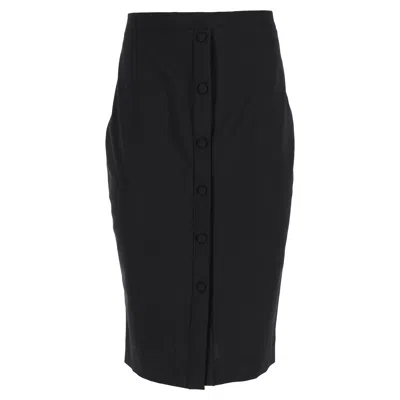 Altuzarra Button-down Midi Pencil Skirt In Black Wool In Black
