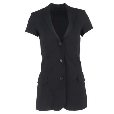 Totême Single-breasted Short Sleeve Blazer In Black Wool In Black
