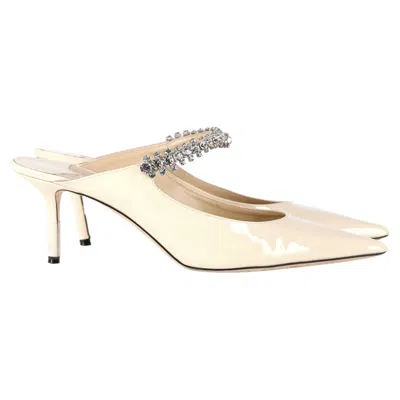 Jimmy Choo Bing 65 Crystal-embellished Mules In Cream Leather In White