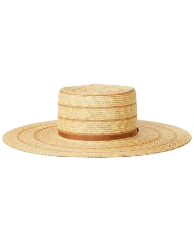 Btb Los Angeles Piper Stripe Straw Hat In Brown