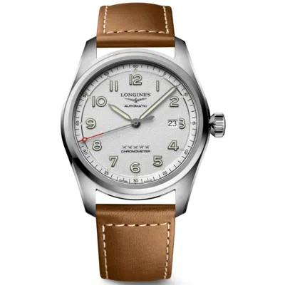 Longines Spirit Automatic Silver Dial Leather Strap Men's Watch L3.811.4.73.2 In Silver
