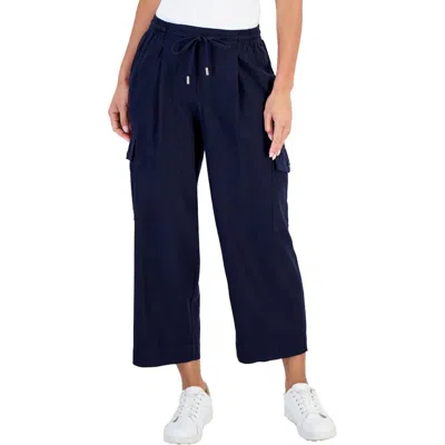 Nautica Womens High Rise Drawstring Cargo Pants In Blue