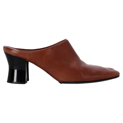 The Row Adela Heeled Mules In Brown Leather In Brown