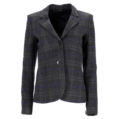 Theory Plaid Single-breasted Blazer In Grey Wool In Grey