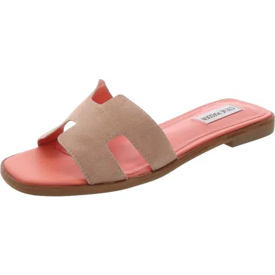 STEVE MADDEN HADYN WOMENS TWO TONE MAN MADE POOL SLIDES 