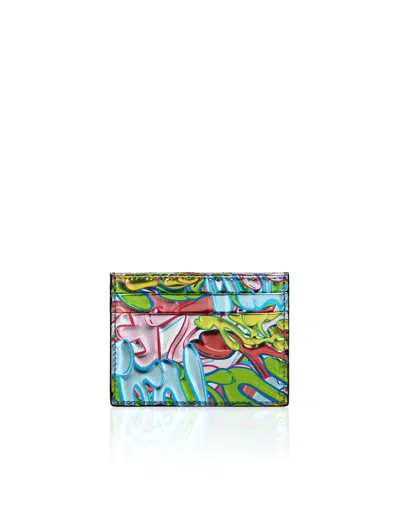 Philipp Plein Mirror Leather Credit Cards Holder Bombing Graffiti In Multi