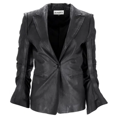 Ann Demeulemeester Single-breasted Jacket In Black Leather In Black