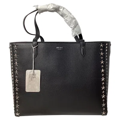 Jimmy Choo Deelan Star Studded Tote Bag In Black Calf Leather In Black