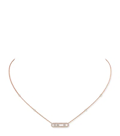 Messika Baby Move 18k Pink Gold Diamond Pave Necklace In Yellow Gold