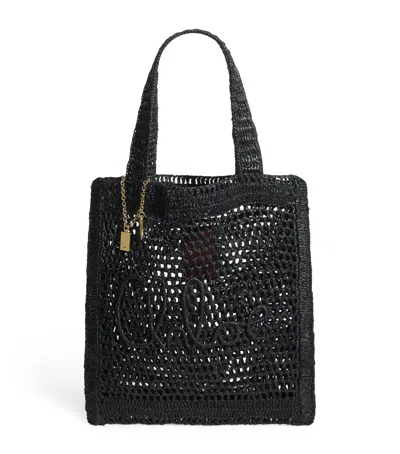 Chloé Women Summer Banana Rafia Tote In Black