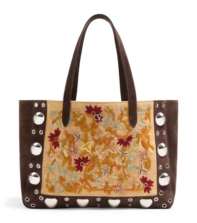 Valentino Garavani Suede Nellcote Tote Bag In Multi-color