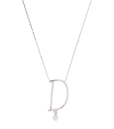 Persée White Gold And Diamond Alphabet Necklace In Silver