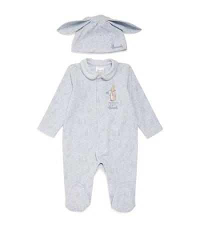 Harrods Peter Rabbit All-in-one And Hat Set In Blue