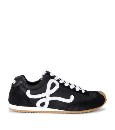 Loewe Women Black Canvas And Suede Ballet Runner 2.0 Sneakers