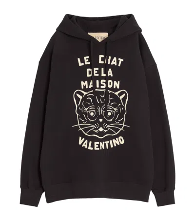 Valentino Jersey Felpa Le Chat De La Maison In Black
