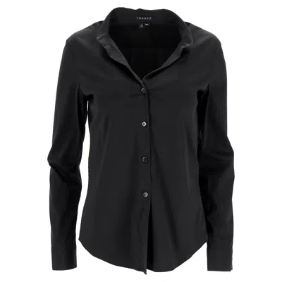 Theory Button-down Long Sleeve Shirt In Black Cotton