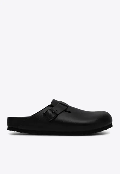 Birkenstock Boston Leather Buckled Clogs In Black