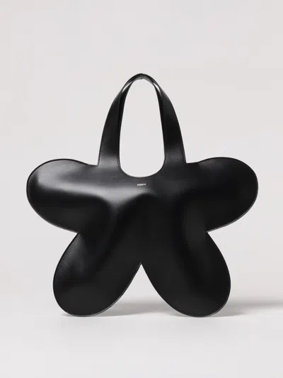 Coperni Flower-shaped Black Calf Leather Tote Bag In Black
