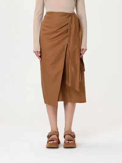 Max Mara Pleated Skirt In Tobacco
