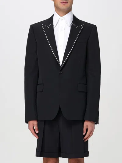 Alexander Mcqueen Wool Studded Blazer In Black