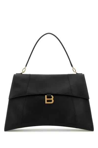Balenciaga Women's Leather Hourglass Shoulder Bag In Black