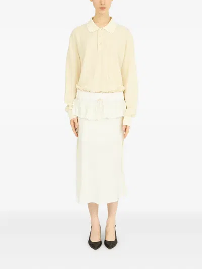 Maison Margiela Cotton And Linen Blend Midi Dress In Neutral