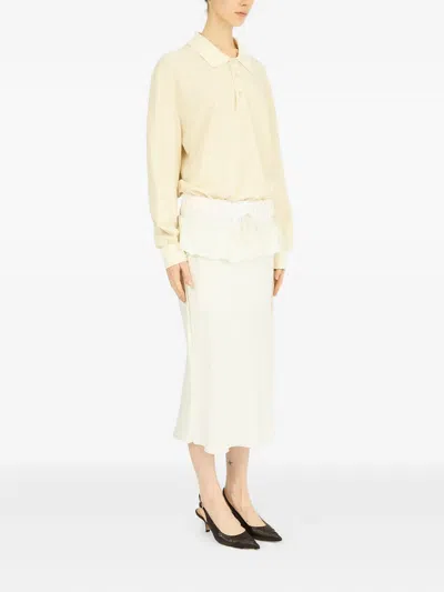 Maison Margiela Cotton And Linen Blend Midi Dress In Neutral