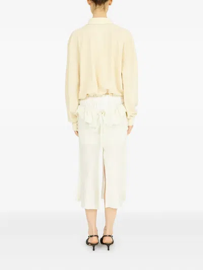 Maison Margiela Cotton And Linen Blend Midi Dress In Neutral