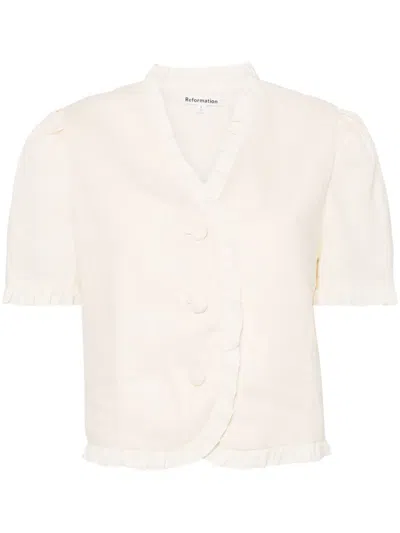 Reformation Bess Linen Top In Neutral