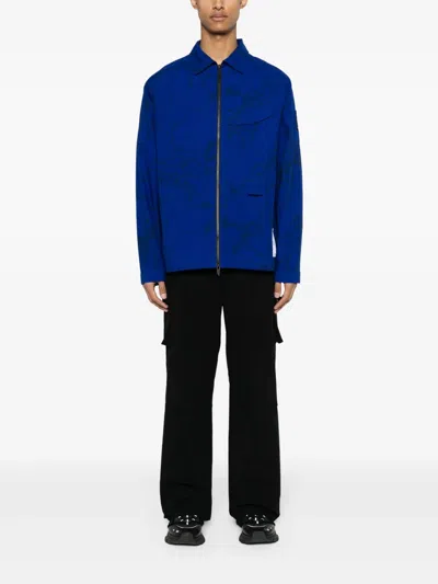 A-cold-wall* Overdye "volt Blue" Zip Overshirt In Blue