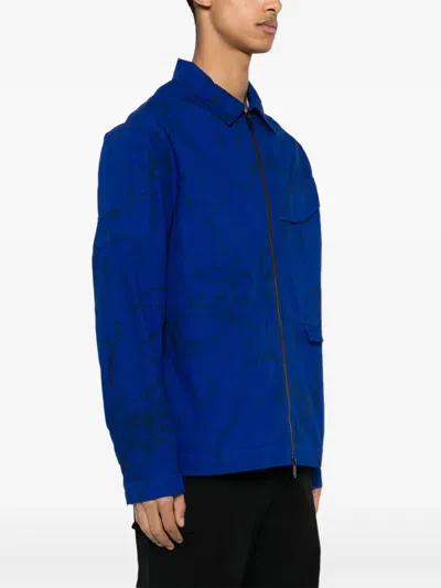 A-cold-wall* Overdye "volt Blue" Zip Overshirt In Blue