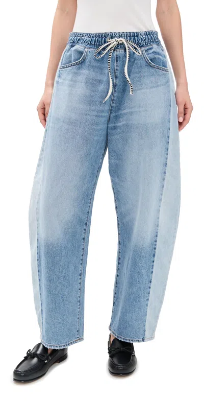 Askk Ny High-rise Drawstring Barrel Jeans In Blue