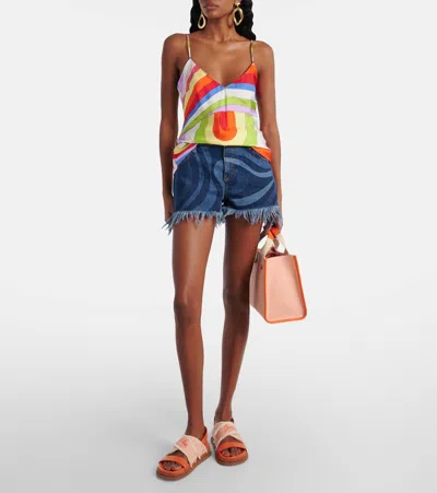 Jimmy Choo Joa Canvas And Leather Sandals In Orange