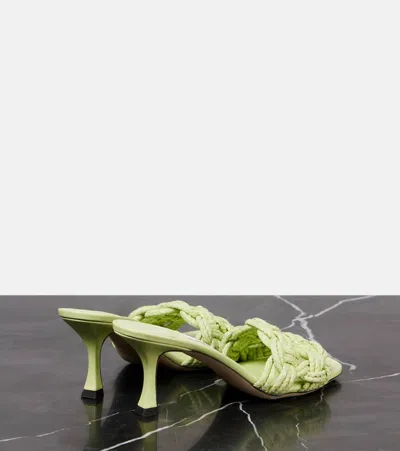 Jimmy Choo Chara 70 Woven Raffia Mules In Green